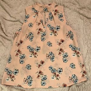 Floral Mock Neck Sleeveless Blouse - Forever 21